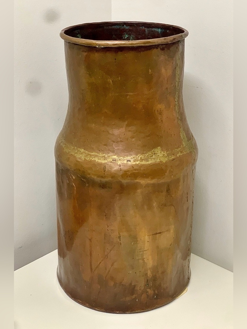 18th Century Antique Hammered Copper Brass Water Pitcher Vase Urn Jug - Picture 11 of 16